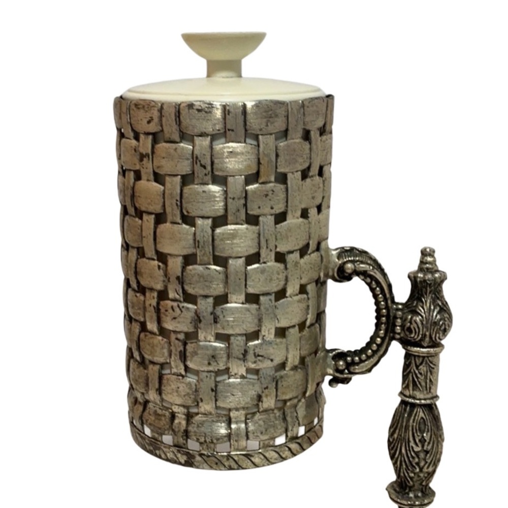 MCM HOLLYWOOD REGENCY Countertop Dixie Cup Dispenser Gold Tone Ornate Vintage - Picture 3 of 10